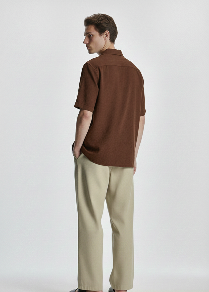 Men’s Minimal Plain Cuban Collar Shirt – Clean & Comfortable